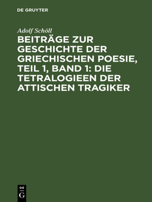 cover image of Beiträge zur Geschichte der griechischen Poesie, Teil 1, Band 1